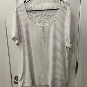 Bobbie Brooks White Short Sleeve Top with Lace Detail